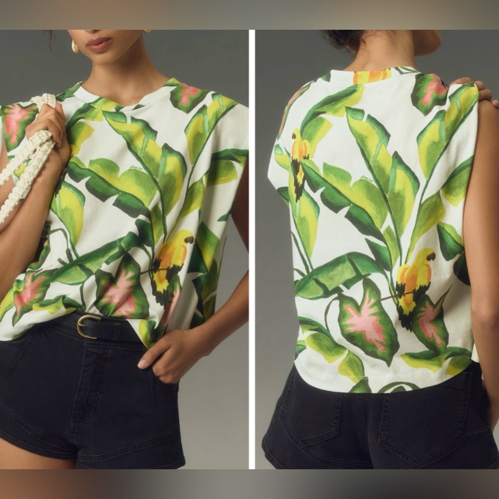 Farm Rio Tropical Foliage Cotton Tee, Size S